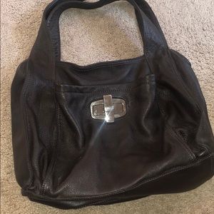 Brown leather tote